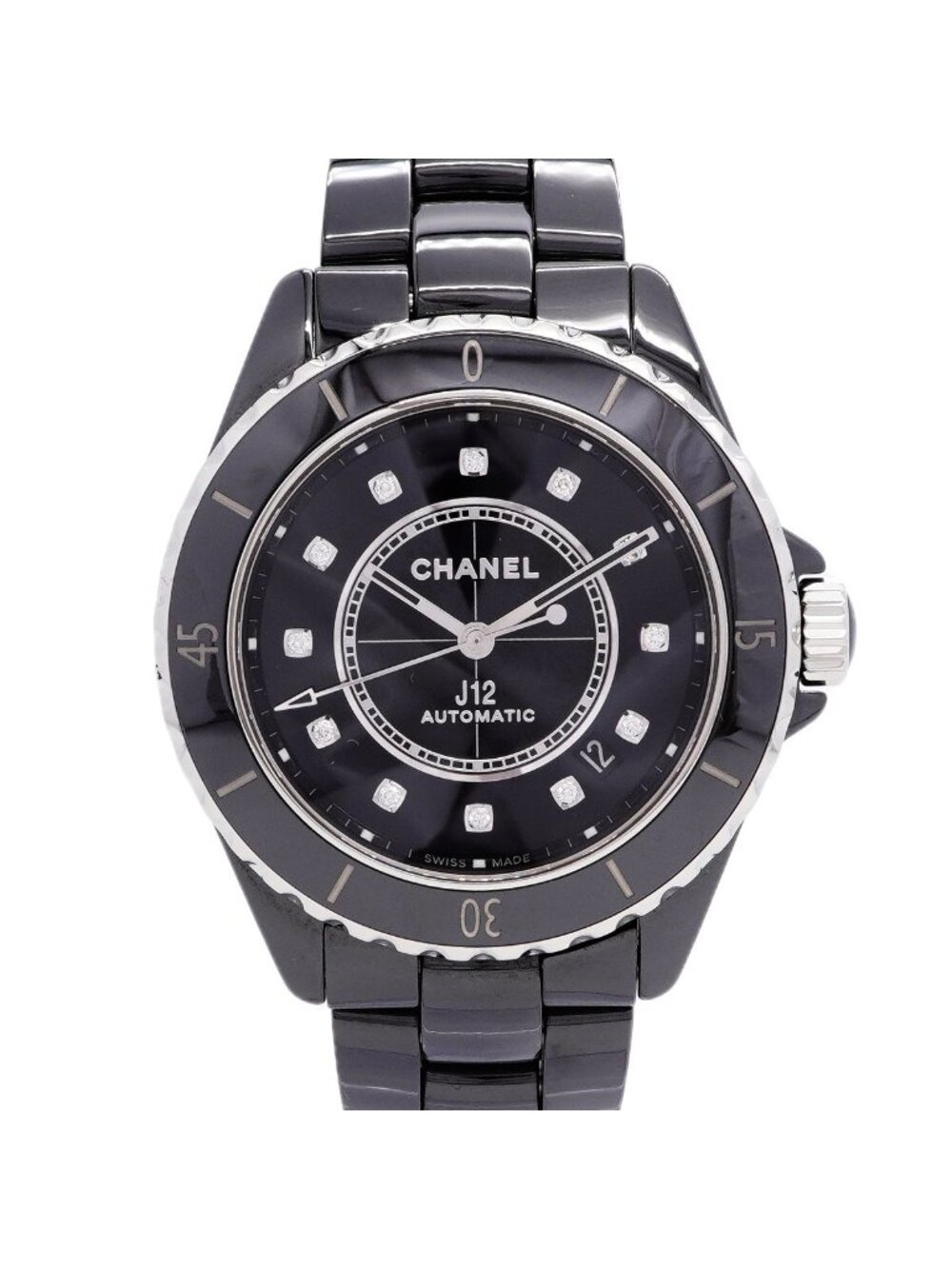 Chanel 12P Diamond Black Dial Watch